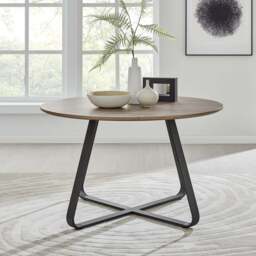 Furniturebox Santorini Round Wood Effect Dining Table 4 Grey Mirelle Chairs, Polyester in Charcoal - Size: 48x81x57.5 cm - thumbnail 2