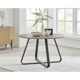 Furniturebox Santorini Round Wood Effect Dining Table 4 Grey Mirelle Chairs, Polyester in Charcoal - Size: 48x81x57.5 cm - thumbnail 6