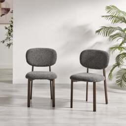 Furniturebox Santorini Round Wood Effect Dining Table 4 Grey Mirelle Chairs, Polyester in Charcoal - Size: 48x81x57.5 cm - thumbnail 7