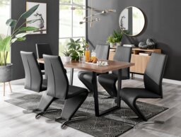 Kylo Brown Wood Effect Dining Table & 6 Willow Chairs - thumbnail 1