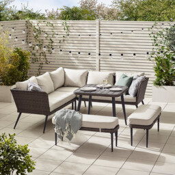 Seychelles Grey Rattan 9 Seat Corner Sofa Garden Dining Set - thumbnail 1