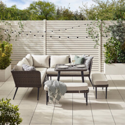 Seychelles Grey Rattan 9 Seat Corner Sofa Garden Dining Set - thumbnail 2