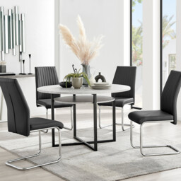 Adley Grey Concrete Effect Storage Dining Table & 4 Lorenzo Chairs - thumbnail 2