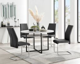 Adley Grey Concrete Effect Storage Dining Table & 4 Lorenzo Chairs