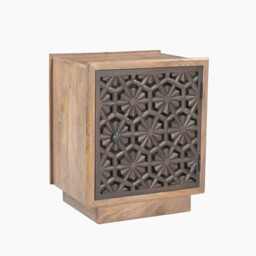 Rainier Square Walnut Wood 1 Door Decorative Side Table - thumbnail 2