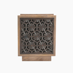 Rainier Square Walnut Wood 1 Door Decorative Side Table - thumbnail 3