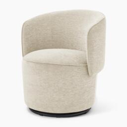 Furniturebox Liode Cream Fabric Round Swivel Accent Chair, Polyester in Cream/Black - Size: 73.5x78x71.5 cm - thumbnail 4