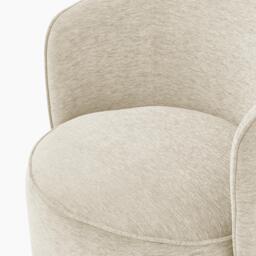 Furniturebox Liode Cream Fabric Round Swivel Accent Chair, Polyester in Cream/Black - Size: 73.5x78x71.5 cm - thumbnail 8