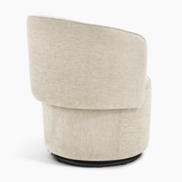 Furniturebox Liode Cream Fabric Round Swivel Accent Chair, Polyester in Cream/Black - Size: 73.5x78x71.5 cm - thumbnail 6