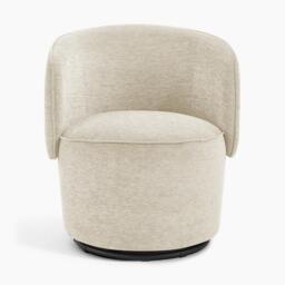 Furniturebox Liode Cream Fabric Round Swivel Accent Chair, Polyester in Cream/Black - Size: 73.5x78x71.5 cm - thumbnail 5