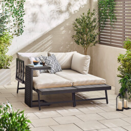 Riviera Grey Metal Modular 4 Seat Corner Garden Sofa Day Bed - thumbnail 3
