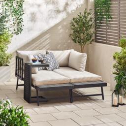 Furniturebox Riviera Grey Modular 4 Seat Corner Garden Sofa Day Bed, Metal in Grey/Cream - Size: 177x72x75 cm - thumbnail 5