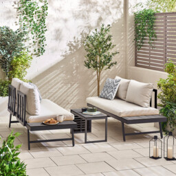 Riviera Grey Metal Modular 4 Seat Corner Garden Sofa Day Bed - thumbnail 2
