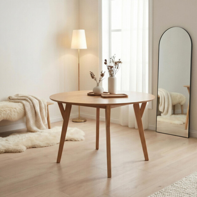 Lynton Round Walnut Effect Wood 4-6 Seater Dining Table - image 1