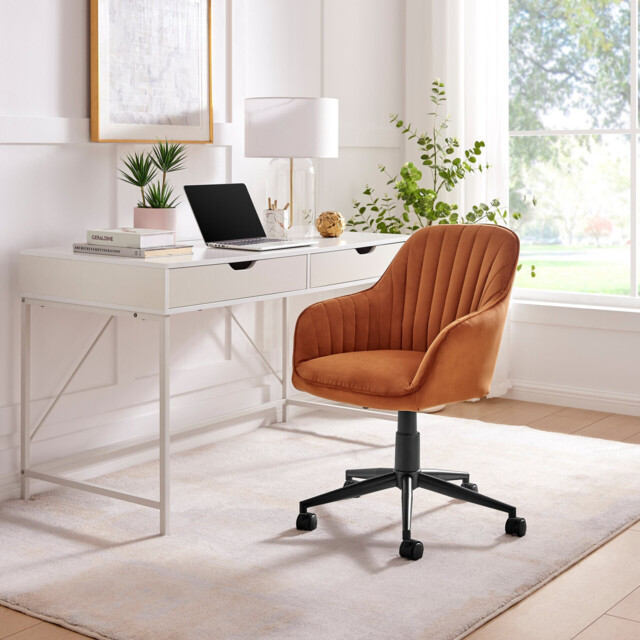 Booker Orange Velvet Swivel Office Chair - image 1