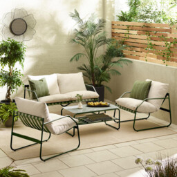 Syros Green Metal & Cream 4 Seat Garden  Sofa Set - thumbnail 1