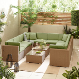 Orlando Beige Rattan & Green 10 Seat Modular Garden Sofa - thumbnail 4