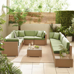 Orlando Beige Rattan & Green 10 Seat Modular Garden Sofa - thumbnail 3