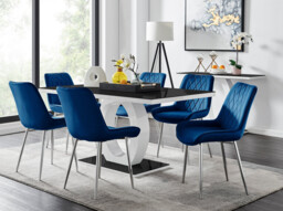 Giovani 6 Black Dining Table & 6 Pesaro Silver Leg Chairs - thumbnail 2