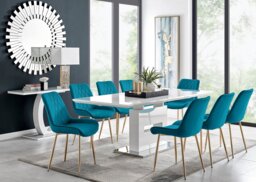 Arezzo Large Extending Dining Table and 8 Pesaro Gold Leg Chairs - thumbnail 1