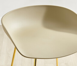 2x Harper Taupe Beige Plastic Counter Stools Gold Legs - thumbnail 3