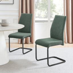 2x Lorenzo Green Fabric Dining Chairs Black Legs