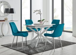 Lira 100 Extending Dining Table and 4 Pesaro Silver Leg Chairs - thumbnail 1