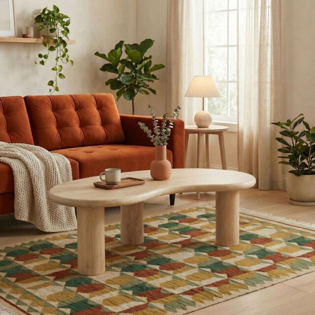 Elda Pebble White Oak Wood Coffee Table - image 1