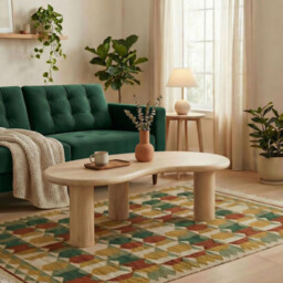Elda Pebble White Oak Wood Coffee Table - thumbnail 2