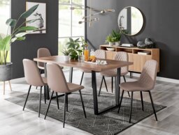 Kylo Brown Wood Effect Dining Table & 6 Corona Black Leg Chairs - thumbnail 1
