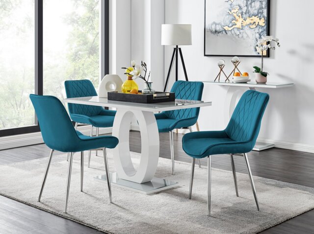 Giovani 4 Grey Dining Table & 4 Pesaro Silver Leg Chairs - image 1