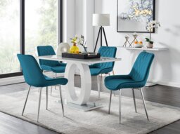 Giovani 4 Grey Dining Table & 4 Pesaro Silver Leg Chairs - thumbnail 1