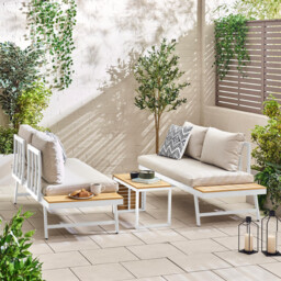 Riviera White Metal Modular 4 Seat Corner Garden Sofa Day Bed - thumbnail 2