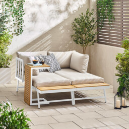 Riviera White Metal Modular 4 Seat Corner Garden Sofa Day Bed - thumbnail 3