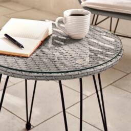 Furniturebox Belize Grey 2 Seat Garden Bistro Set, Rattan in Grey/Black - Size: 56x84x62 cm - thumbnail 6