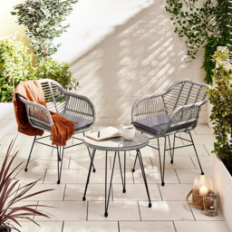 Belize Grey Rattan 2 Seat Garden Bistro Set - thumbnail 2