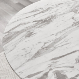 Palma White Marble Effect Round Dining Table & 6 Calla Black Leg Chairs - thumbnail 3
