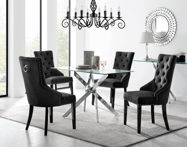 Leonardo 4 Table and 4 Belgravia Black Leg Chairs - image 1