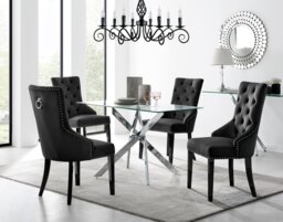 Leonardo 4 Table and 4 Belgravia Black Leg Chairs - thumbnail 1
