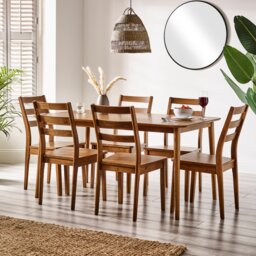 Lynton Large Walnut Colour Wooden Dining Table & 6 Dining Chairs - thumbnail 1