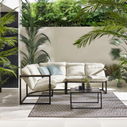 Hydra Black Metal & Cream 5 Seat Garden Sofa Set - thumbnail 2