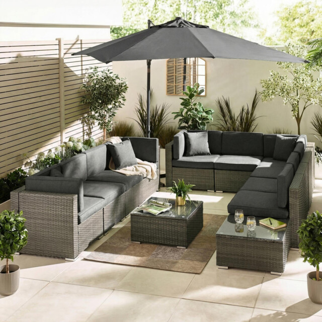 Orlando Grey Rattan & Grey 10 Seat Modular Garden Sofa - image 1