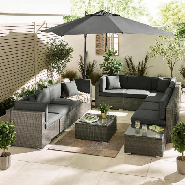 Furniturebox Orlando & 10 Seat Modular Garden Sofa, Rattan in Grey - Size: 72x75x72 cm - image 1