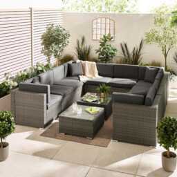 Orlando Grey Rattan & Grey 10 Seat Modular Garden Sofa - thumbnail 2