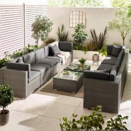 Orlando Grey Rattan & Grey 10 Seat Modular Garden Sofa - thumbnail 3