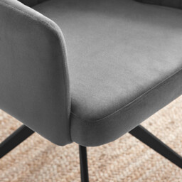 2x Calla Grey Velvet Swivel Dining Chairs - thumbnail 4