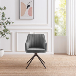 2x Calla Grey Velvet Swivel Dining Chairs - thumbnail 3
