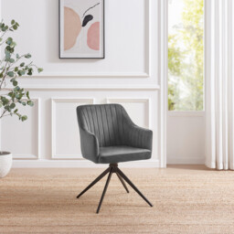 2x Calla Grey Velvet Swivel Dining Chairs - thumbnail 2