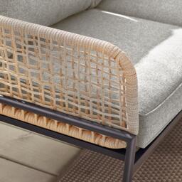 Furniturebox Maldives Beige & Taupe 5 Seat Garden Sofa Set, Rattan in Grey/Cream/Natural - Size: 210x71x67 cm - thumbnail 4