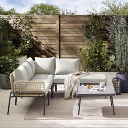 Furniturebox Maldives Beige & Taupe 5 Seat Garden Sofa Set, Rattan in Grey/Cream/Natural - Size: 210x71x67 cm - thumbnail 2